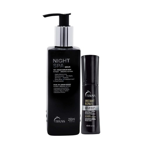 Truss Night Spa Serum - Overnight Hair Treatment Bundle with Instant Repair - Daily Leave-In Hair Protector