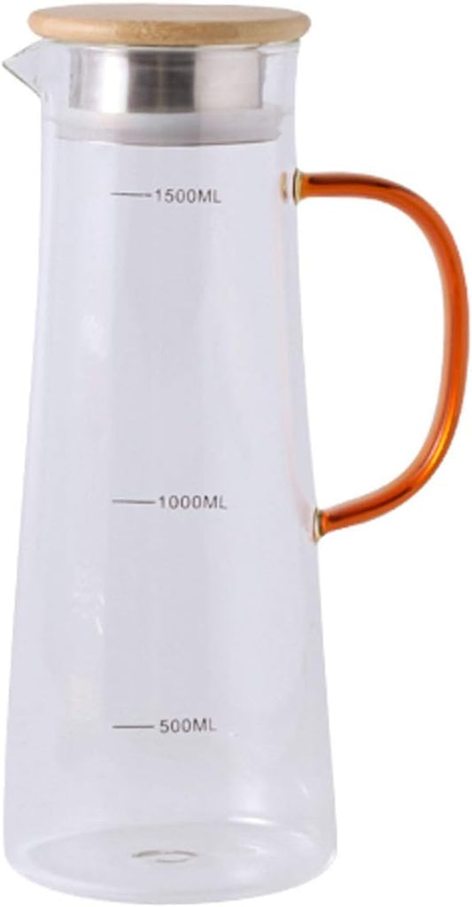 Pitcher Glass Pitcher with Filter Cover Glass Carafe with a Precision Graduation Line for The Juice Jug of Iced Tea, Cold/hot Beverages Hot/Cold Water Carafe