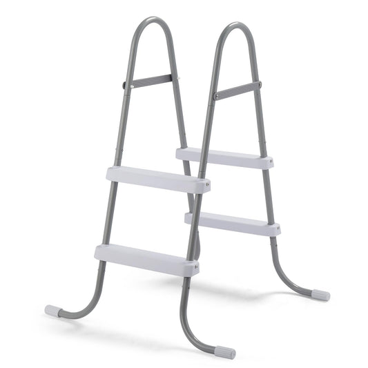 2 Steps Pool Ladder for Above-Ground Pools – 33in Max Height Iron Grey Frame + White PP Steps – Heavy-Duty 300 lbs Capacity – Rust-Resistant & Tool-Free Assembly