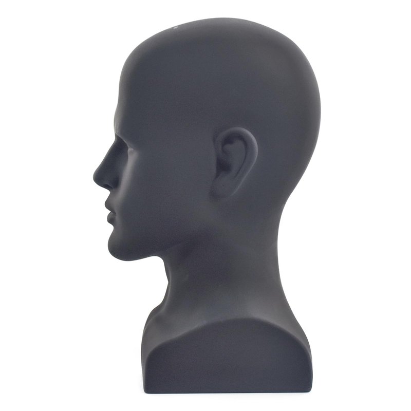 MIAOMANZI PVC Mannequin Head Black Male Manikin Dummy Stand Model Display Hat Scarf Wigs Hair Glasses Hat Beauty Styling Tool (Matte black)