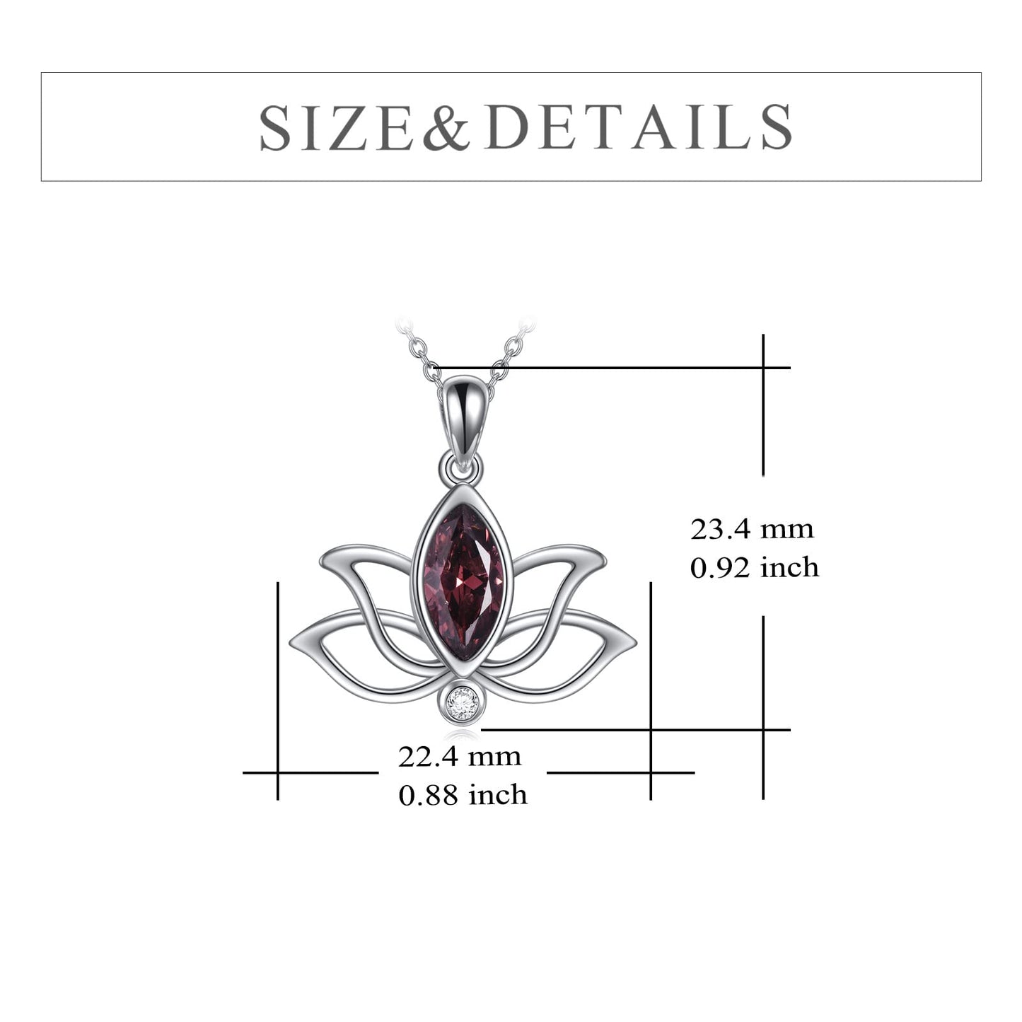 YFN Lotus Necklace Sterling Silver October Birthstone Pendant Created Pink Tourmaline Jewelry Gifts for Women (Oct)