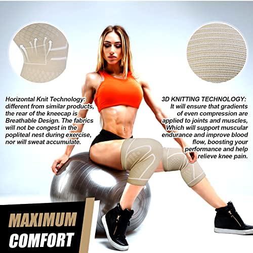 NEENCA Knee Braces for Knee Pain Women & Men -2 Pack Knee Sleeves for Knee Pain Set, Knee Brace Compression Sleeves, Knee Support for Sports, Running, Meniscus Tear, ACL, PCL, Arthritis Pain Relief...