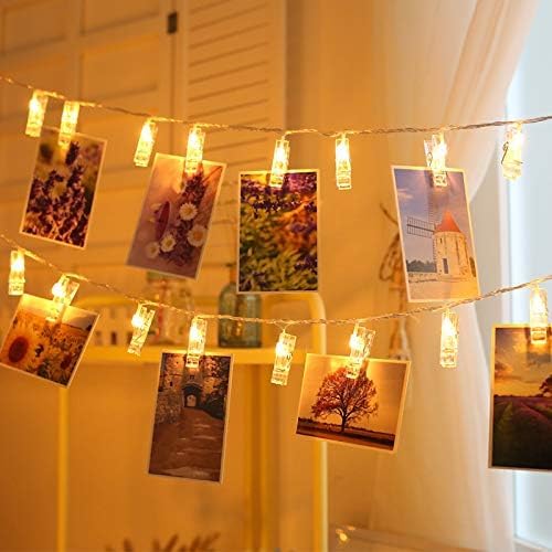 Magnoloran 20 Photo Clip String Lights LED Fairy Twinkle Lights for Hanging Pictures,Home Wall Halloween Thanksgiving Christmas Party Wedding Festival Indoor Outdoor Decor