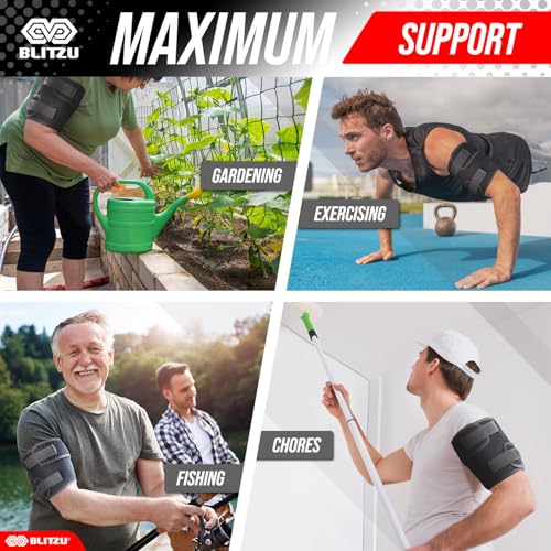 Bicep Tendonitis Brace, Upper Arm Wrap, Tricep Compression Sleeve Support Bands for Men and Women with 2 Adjustable Straps, Pain Relief for Muscle Strains Recovery & Inflammation. Black L-XL