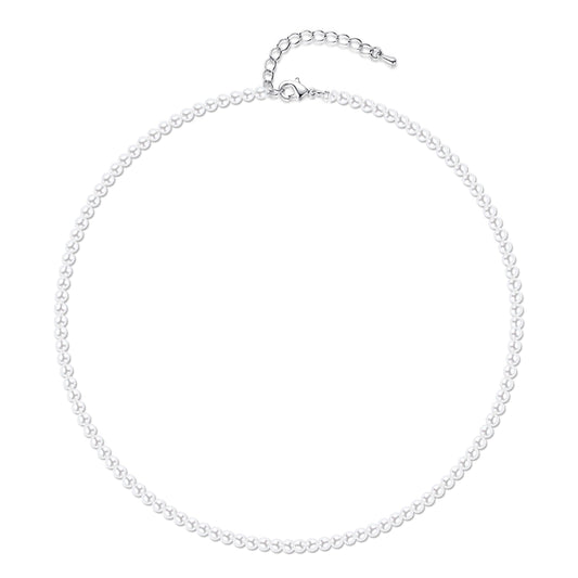 Aleasha 14" 4mm Pearl Choker for Women Faux Small White Pearl Strand Necklace Jewelry Gifts