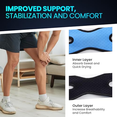 Welnove Patellar Tendon Support Strap - 2 Pack Knee Braces for Men and Women - Knee Pain Relief Adjustable Knee Strap for Running,Workout, Arthritis, Jumper, Tennis Injury Recovery (Black, S/M)