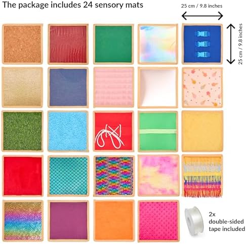 Sensory Wall Panel for Kids | Textured Tiles Sensory | Sensory Wall Pads for Play & Learning | Sensory Mats for Toddlers & Classrooms | Wall Padding for Kids Playroom | Sensory Wall 24 Pack