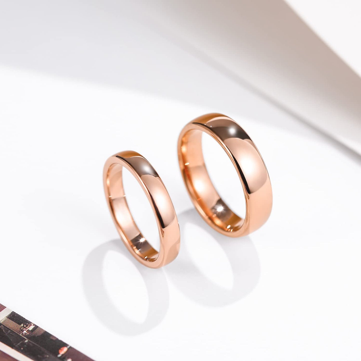 Greenpod 6mm Tungsten Carbide Rings for Men Women Dome High Polish Rose Gold Plated Wedding Band Size 6.5