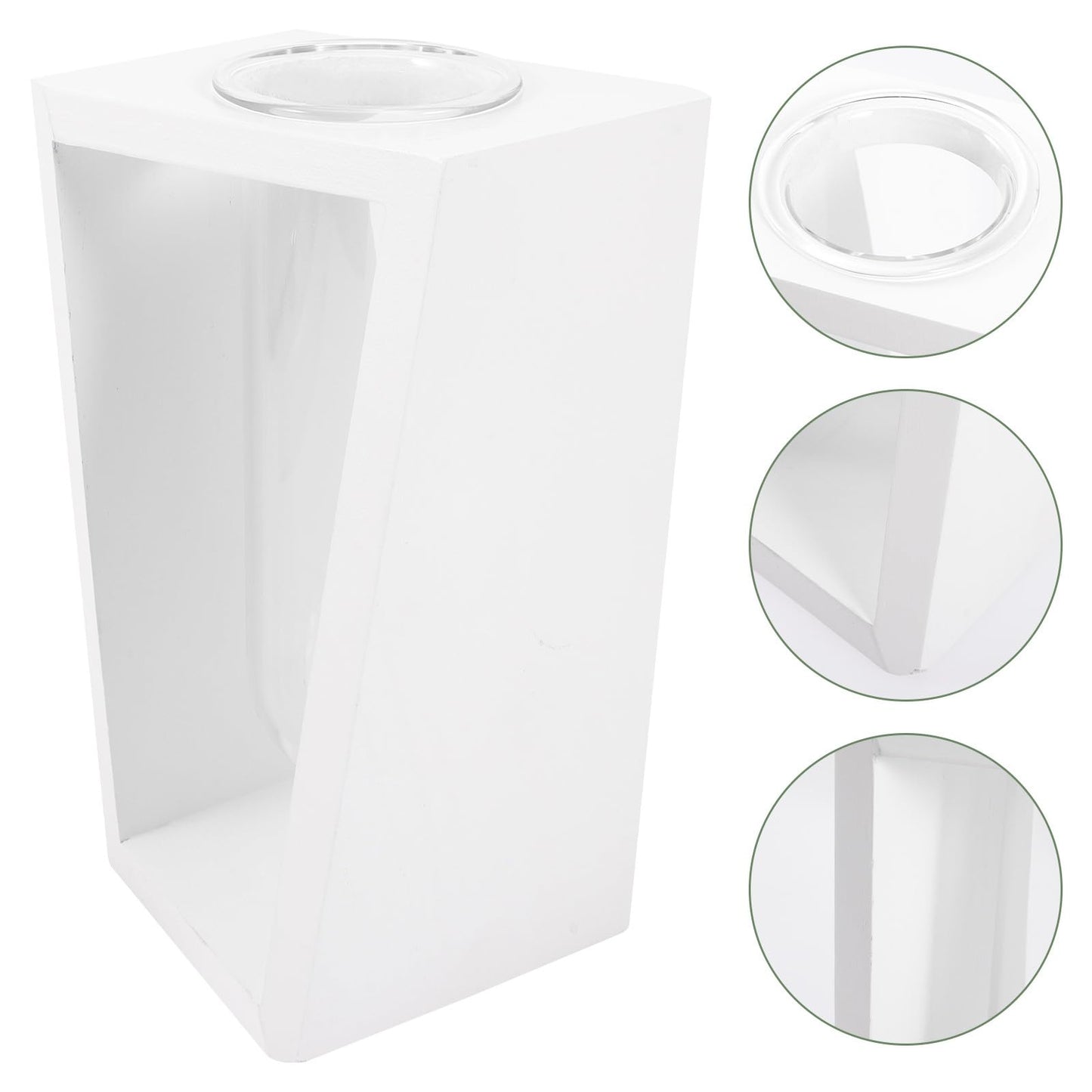 NUOBESTY Wood Frame Test Tube Vase Set, Glass Plant Propagation Tubes with White Holder, Small Hydroponic Terrarium for Indoor Home Décor and Green Plant Display