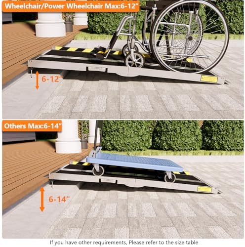 Wheelchair ramp 5FT,Non-Slip Aluminum Wheelchair ramps for Home Steps,Folding Handicap Ramp,ramps for Home,doorways,Stairs,Weight Capacity up to 600LBS 5FT (Usable Height 6-15 inch)