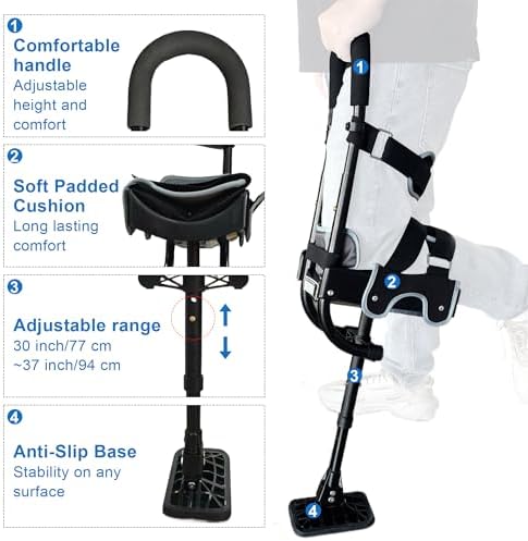 Hands Free Crutch with Safety Kneepad, Peg Leg Crutch Alternative for Adults, Comfortable Knee Crutches for Foot, Ankle, and Lower Leg Injuries- Suitable for Both Left and Right Feet