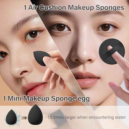 Makeup Brushes Set, Mlemle Professional 25 Pcs Makeup Kit, Include Powder Foundation Concealers Blush Eye shadows 21 Pcs Makeup Brushes and 2 Powder Puff, 2 Makeup Sponge(B02-CreamBlack)