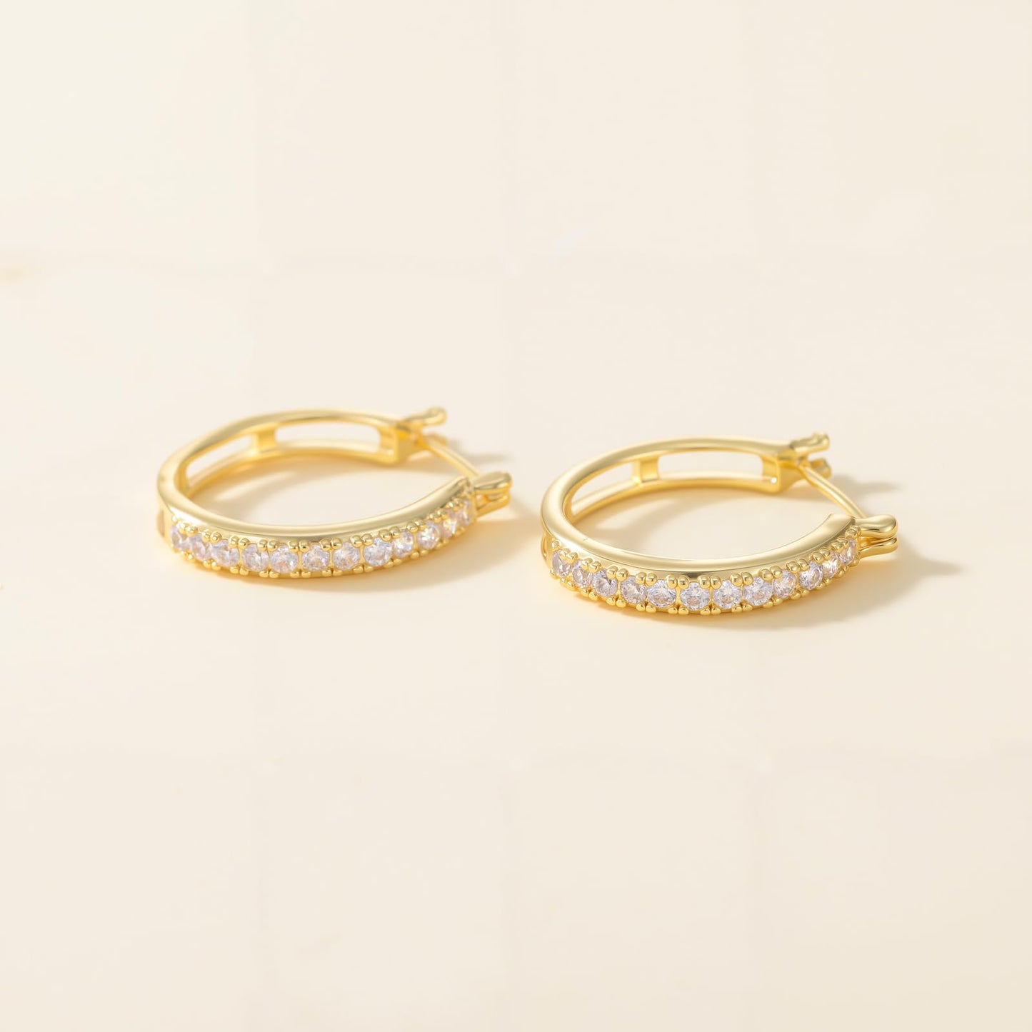 14K Gold Hoop Earrings for Women Small Trendy Womens Gold Hoops Earring with Cubic Zirconia Hypoallergenic 14mm