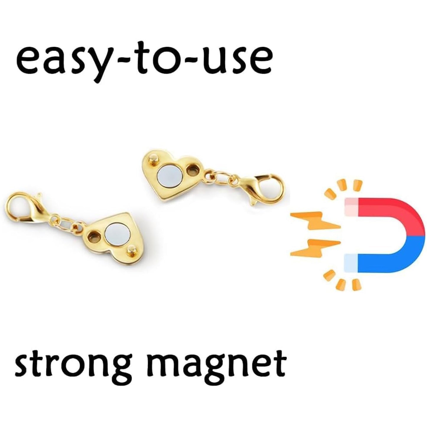 Magnetic Clasp Converter, Heart Design Lobster Clasps for Necklaces and Bracelets, Gold and Silver (2golden+2silvery)