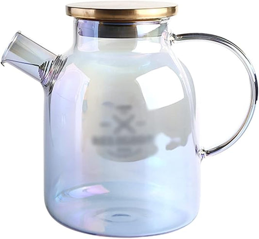 Pitcher Glass Pitcher with Spiral Filter High Temperature Resistant Kettle with Lid Large Capacity Teapot with Anti-Scald Handle Hot/Cold Water Carafe (Size : M)