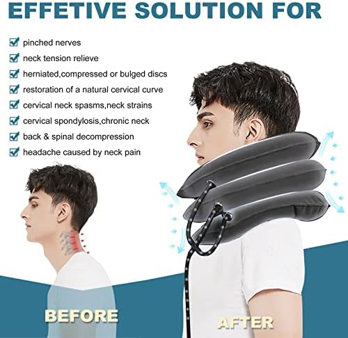 Cervical Neck Traction Device, Neck Stretcher, Neck Traction Device for Neck Pain Relief, Cervical Neck Traction Device, Inflatable Neck Brace & Neck Decompression(Gray)