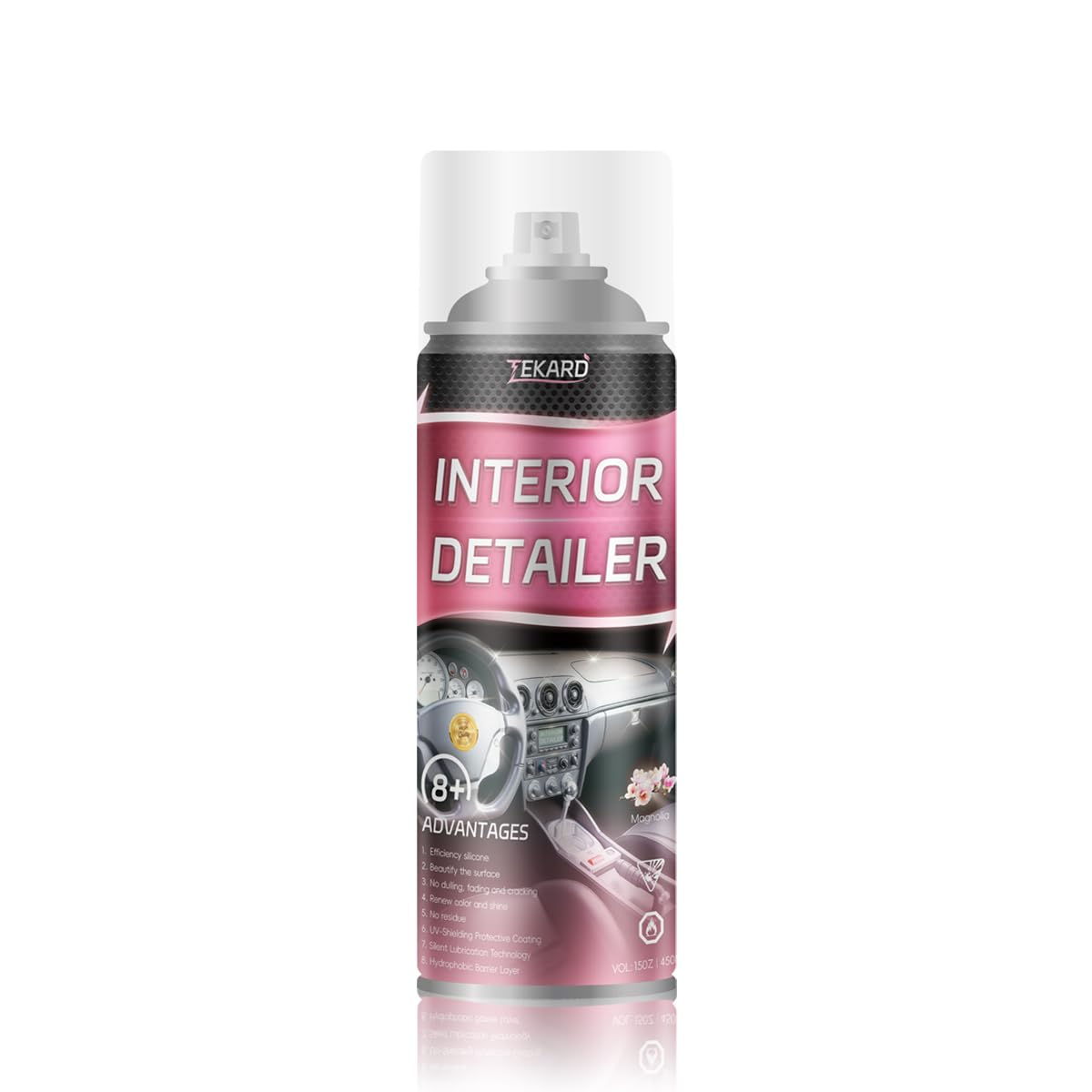 TEKARD Car Interior Cleaner, Leather Cleaner, 15 oz. Large-Capacity Interior Detailer in Iron Can, Wheel Cleaner, Suitable for Cleaning Rubber, Plastic, and Leather Surfaces Inside Vehicles (1 Bottle)
