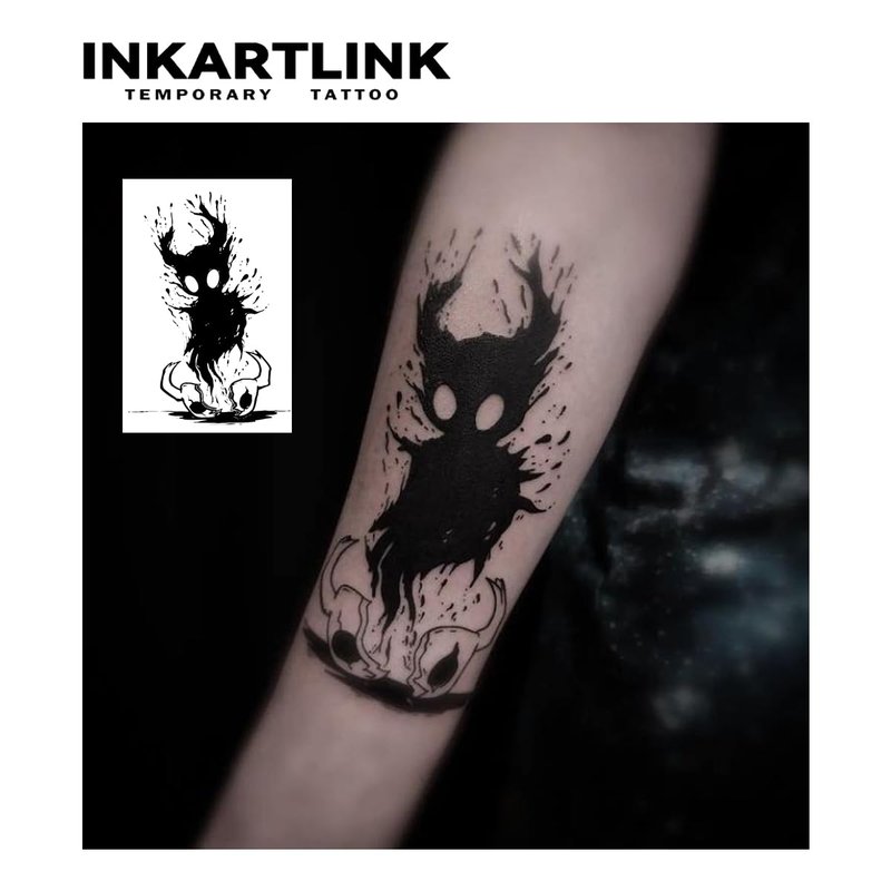 INKARTLINK Tattoo Tech, 2 Sheets Medium Semi Permanent Tattoo, Adult Art Design Temporary Tattoos, Lasts 1-2 Weeks, Waterproof, Realistic Look, No Adhesive, No Reflection (Demon Unsheathed)