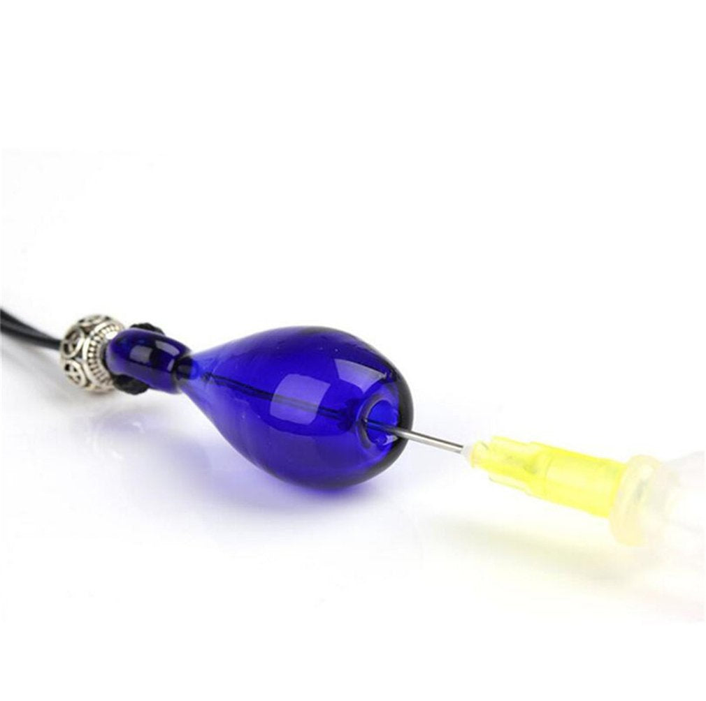 Diffuser Perfume Refillable Coloured Handmade Essential Oil Bottle Pendant Necklace Glass Vial Pendant Unique Gift (Blackish Green)