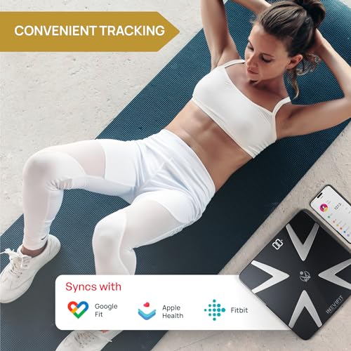INEVIFIT Smart Body Fat Scale, Highly Accurate Bluetooth Digital Bathroom Body Composition Analyzer, Measures Weight, Body Fat, Water, Muscle, BMI, Visceral Fat & Bone Mass for Unlimited Users