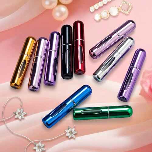 Refillable Perfume Portable Atomizer Bottle Refillable Perfume Spray, Travel Perfume (5ml, 4 Pack) (Silver, Pink, Gold, Black)