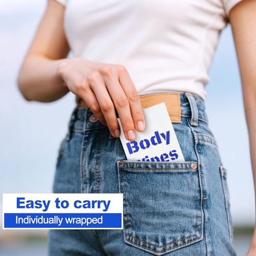 200Pcs Disposable Body Wipes, 7.8 x 9.8 inch Individually Wrapped Bath Wipes for Women Men in Bulk, No Rinse-Free Large Body Bath Shower Wipes for Home Travel Hotel Outdoors Camping After Gym (Blue)