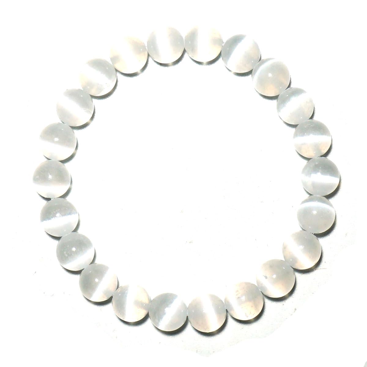 10MM Selenite Bracelets for Women and Men Negative Energy Shield | Natural Cats Eye | Beautiful Crystal Jewelry to Cleanse and Charge Energy & Power | Must Have for Meditation