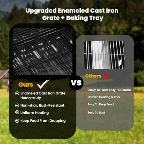 Electactic G41 Gas Grill,4-Burner Gas BBQ Grill with Side Burner, Porcelain-Enameled Grills, 42,000 BTU Stainless Steel Propane Grill for Outdoor Cooking and Patio Barbecues
