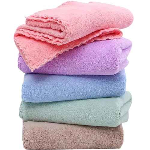 Premium Coral velvet Washcloths Set-5 Pack, Ultra Soft & Highly Absorbent Face Towels for Bath, Spa & Gym, Soft Feel Fingertip Towels Quick Drying Microfiber Hand Towel 29.5¡± x 13.8¡±Large Wash Cloths.