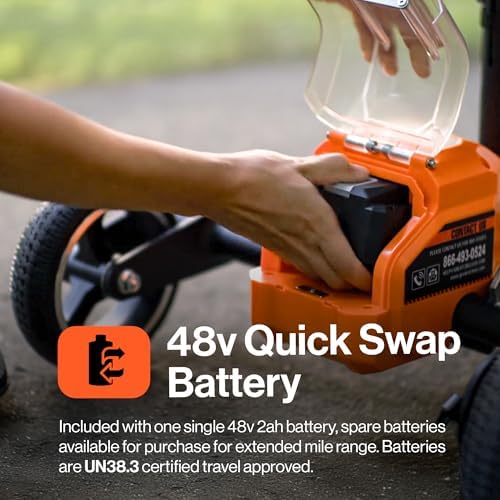 SuperHandy Passport Mobility Scooter for Adults - Foldable, 3 Wheel, Airline Travel Friendly - 13 Mile Range, 48V 2Ah Li-Ion Swappable Battery System (1 Li-Ion Battery)