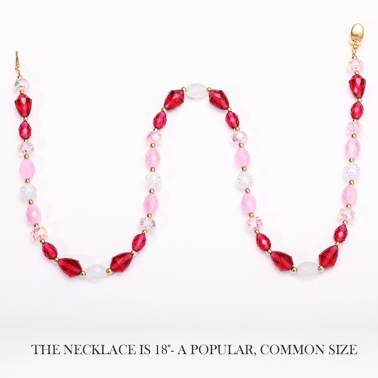 Gmissbabicoo Healing Crystal Necklace for Women Spiritual Zircon Beads Handmade Cat Eye Gemstone with 18k Golden Plated Red Pink Crystals Stones Beaded Necklaces with Jewelry Box