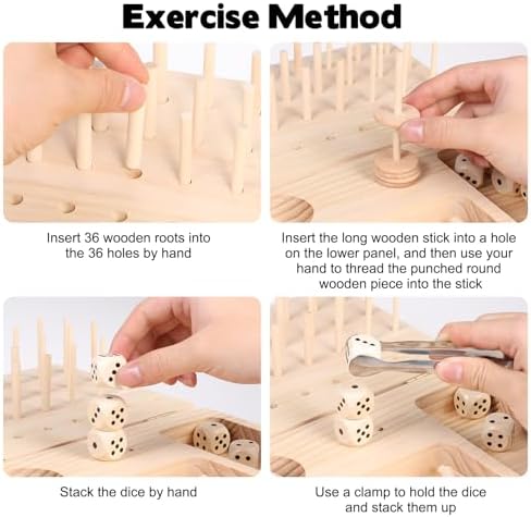 Wooden Pegboard for Finger Dexterity, 36-Hole Wooden Hand Therapy Peg Board with Finger Exercise Tools, Occupational Therapy Toys for Adults to Improve Fine Motor Skills and Hand-Eye Coordination