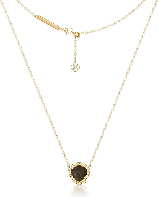 AICase 18K Gold Plated Pendant Necklace for Women,Shell Ivory Mother Of Pearl Fashion Dainty Jewelry,Anniversary Birthday Gifts for Women/MoM/Sister/Friends/Her/Wife/Grandma/Coworker_Black