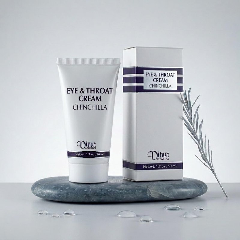 Dinur Cosmetics Chinchilla Eye & Throat Cream Reduces Fine Lines Wrinkles Puffy Eyes & Under Eye Dark Circles Penetrates Delicate Skin for Men & Women 1.7 oz. 50 ml