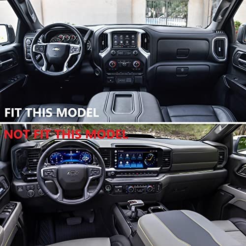 Fewshaw Carbon Fiber Center Console Dashboard Kit Trim for 2019-2026 Chevy Silverado/GMC Sierra 1500 2500 3500 (8-piece Set)