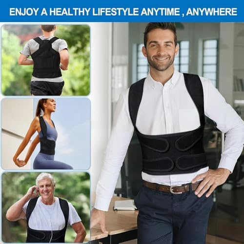Posture Corrector for Women and Men,Adjustable Full Back Brace and Shoulder Straightener,for Back Pain Relief,Hunchback Correction,Scoliosis,Posture Trainer（Black, Small）