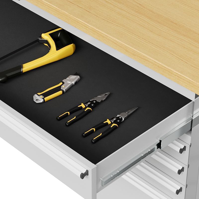 72 Inch Garage Tool Cabinet with 15 Drawers, Garage Workbench/Storage Cabinet, Rolling Toolbox Stainless Steel Tool Bench with Locking System, Metal Construction, Workshop/Garage/Home