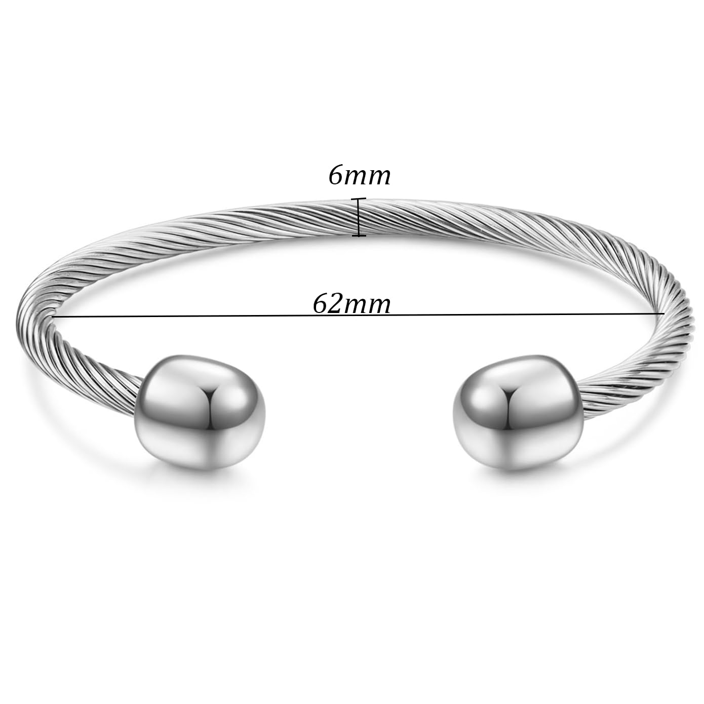 LXBQYSTO Cable Wire Twisted Cuff Bangle Bracelet For Women 14K Gold/rose/silver Stainless Steel Jewelry for Women Gift (Open-Silver1)