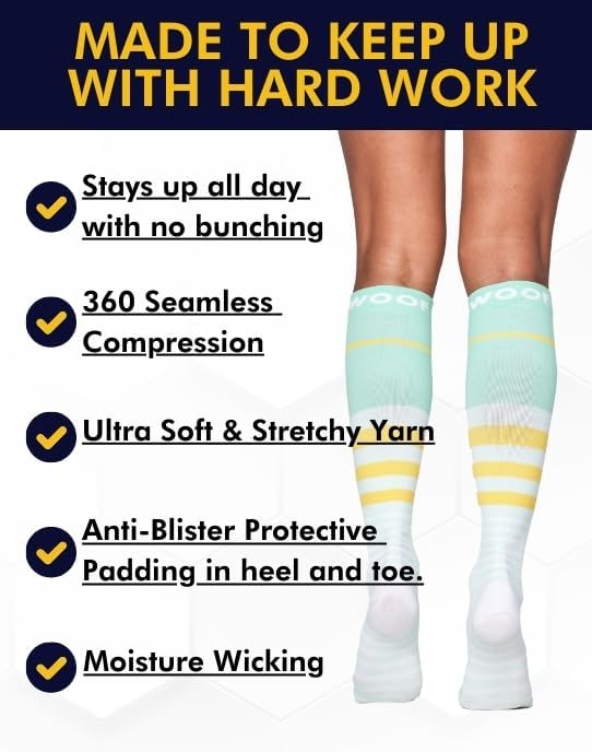 Compression Socks for Women & Men Circulation - 15-20 mmHg Compression Socks - Best Support for Nurses, Running, Athletic