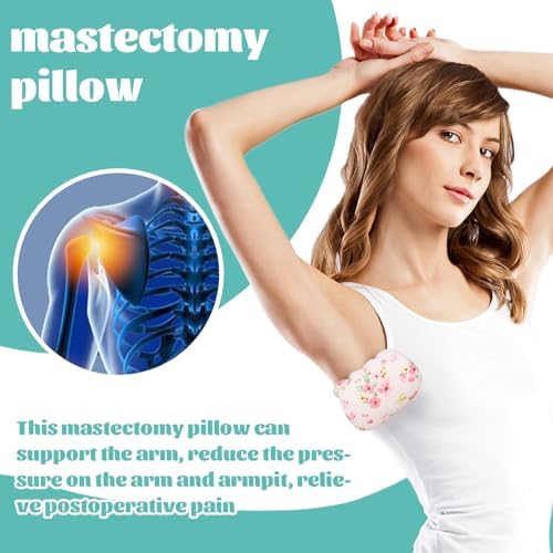 Lymphedema Axilla Pillow Armpit Pain Relief Mastectomy Recovery Supplies, 4PCS Cotton Lumpectomy Mastectomy Pillows Post OP Multicolor Breast Surgery Pillow (Pink Flower)