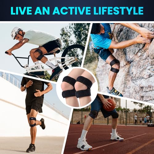 Welnove Patellar Tendon Support Strap - 2 Pack Knee Braces for Men and Women - Knee Pain Relief Adjustable Knee Strap for Running,Workout, Arthritis, Jumper, Tennis Injury Recovery (Black, S/M)