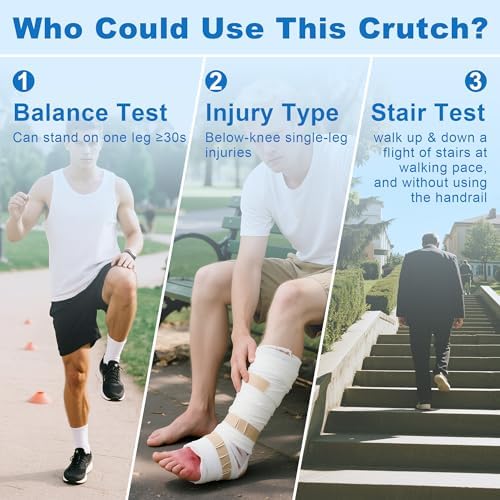Hands Free Crutch with Safety Kneepad, Peg Leg Crutch Alternative for Adults, Comfortable Knee Crutches for Foot, Ankle, and Lower Leg Injuries- Suitable for Both Left and Right Feet