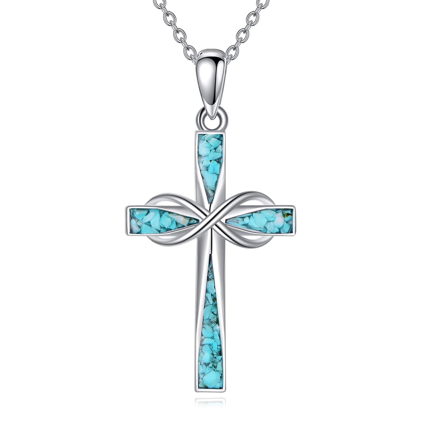 ONEFINITY Cross Necklace 925 Sterling Silver Turquoise Cross Pendant Religious Jewelry Gifts for Women Men