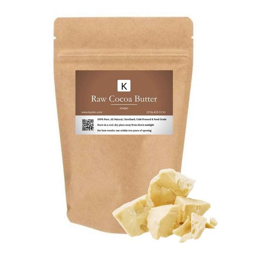 Kyabo 100% Pure and All Natural Cocoa Butter - 3lb - Food Grade - great for making lip balm, cream, hair products, candle, hair removal and craft projects - Made with Organic Cacao