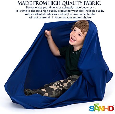 SANHO Dynamic Movement Sensory Sock, Body Sock, Toys for Autistic and Sensory Processing Disorders, Updated Version, Good for Height:35"- 59" Deep Blue