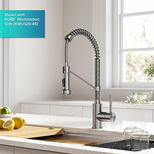 KRAUS Bolden Touchless Sensor Commercial Style 2-Function Single Handle Pull Down Kitchen Faucet in Spot-Free Stainless Steel, KSF-1610SFS