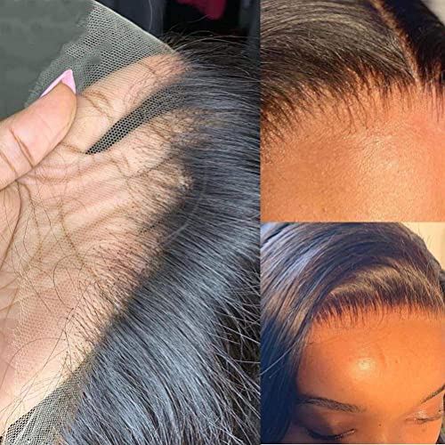 Sunelk 18 Inch Lace Front Wigs Human Hair Pre Plucked 13x4 Body Wave HD Lace Front Wigs Human Hair 180 Density Brazilian Virgin Hair Glueless Wigs Human Hair for Women Natural Black Color