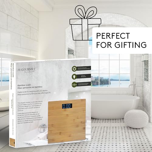 Wooden Bamboo Bathroom Body Weight Scale with Digital LCD Display, Maximum Capacity of 396 lbs, Adding a Stylish & Modern Touch to Your Toilet