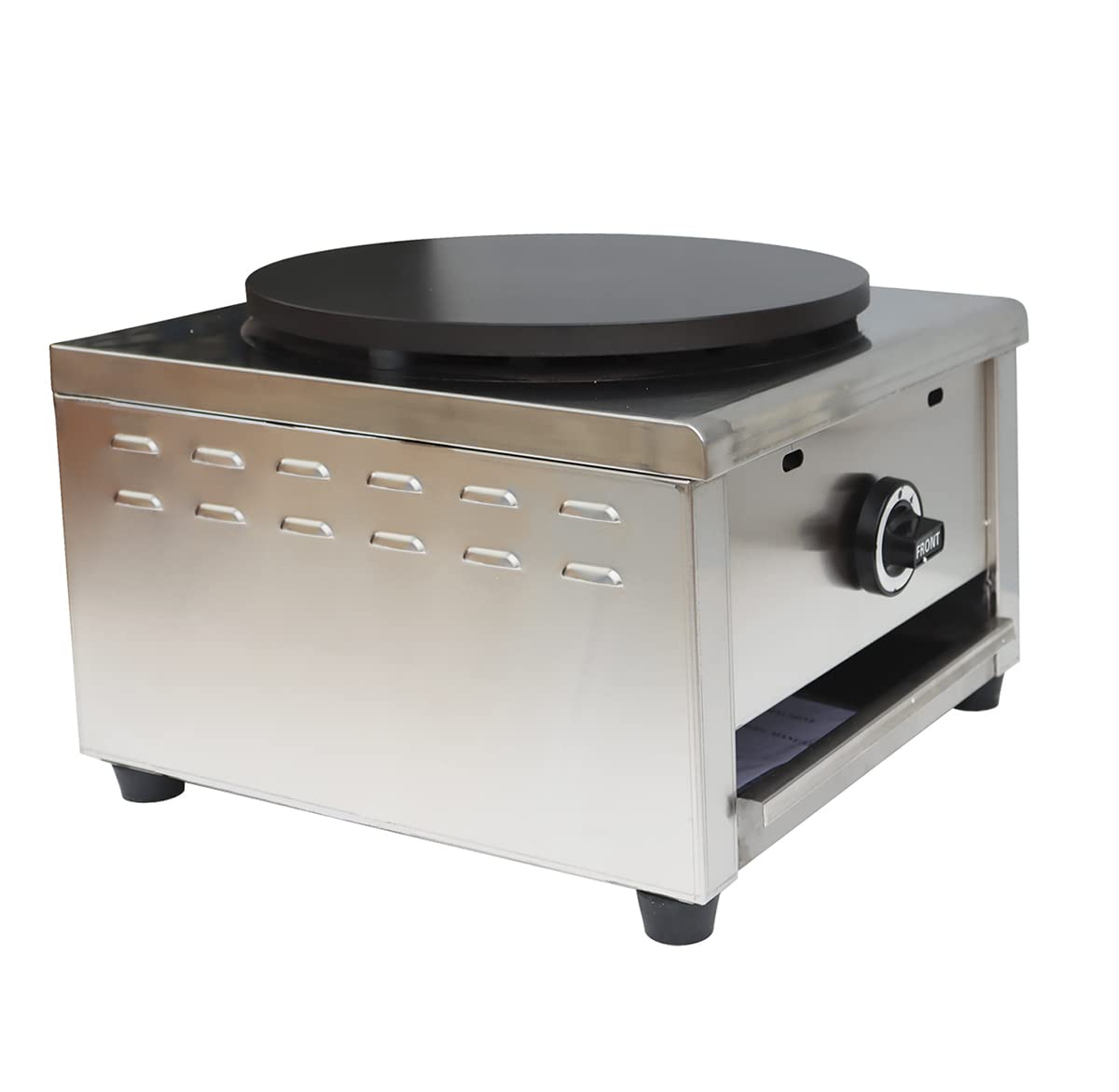 PreAsion 16''Commercial Gas Crepe Makers Machine LPG Gas Pancake Machine Griddle Maker Machine with Low Pressure Valve for Blintzes, Eggs, Tortilla