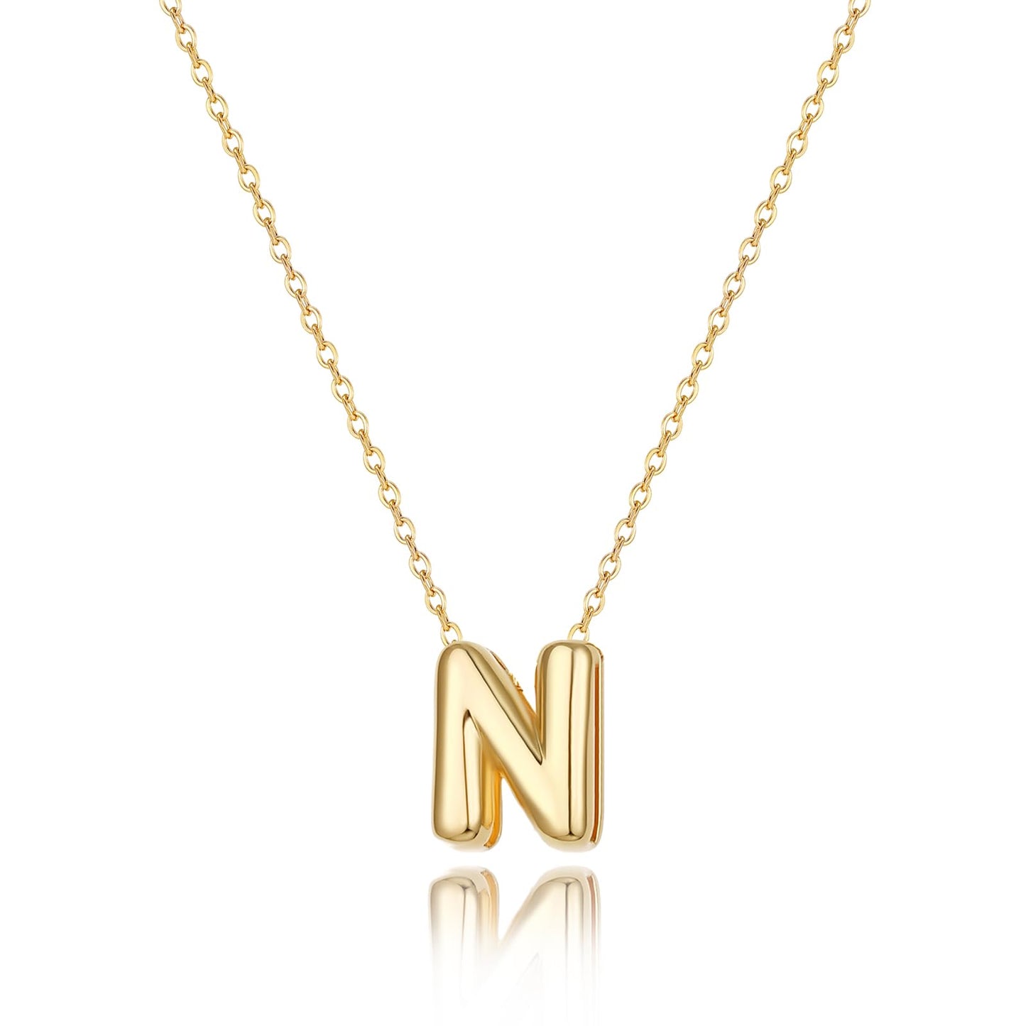 CUEZIY 14K Gold Plated Bubble Letter Necklace Initial Necklaces for Women Dainty Personalized Charm Pendant Name Necklace Cute Non Tarnish Fashion Accessories Teen Gift Trendy Stuff Jewelry Gifts
